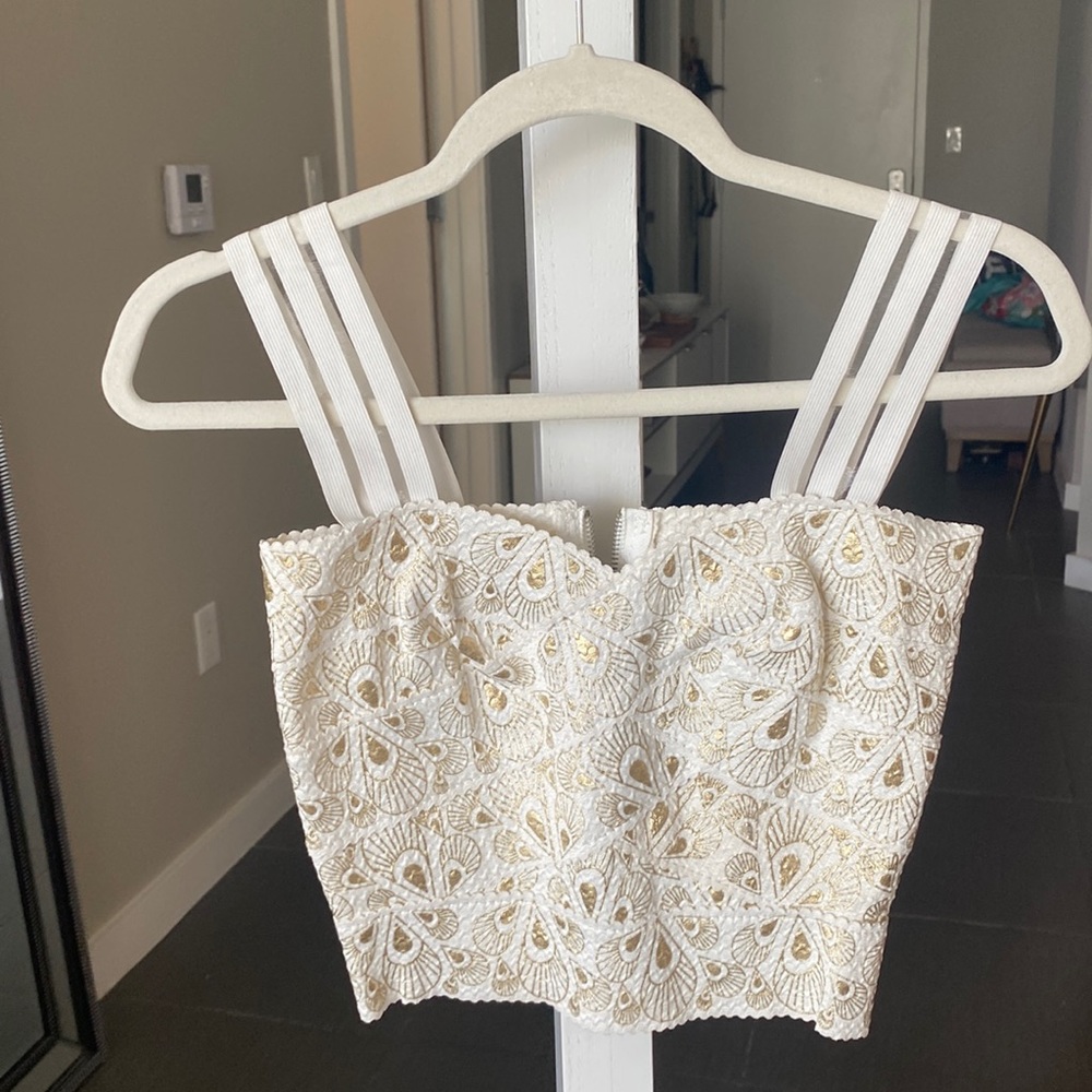 White and gold bandage style top